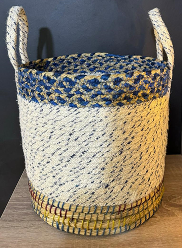 Blue & Yellow Basket with Handles