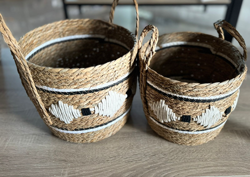 Deep Black & White Basket (Small)