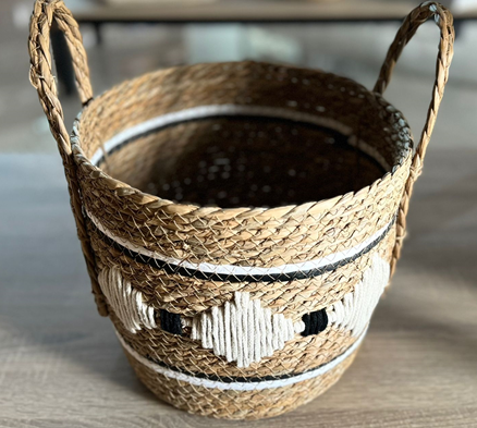 Deep Black & White Basket (Small)